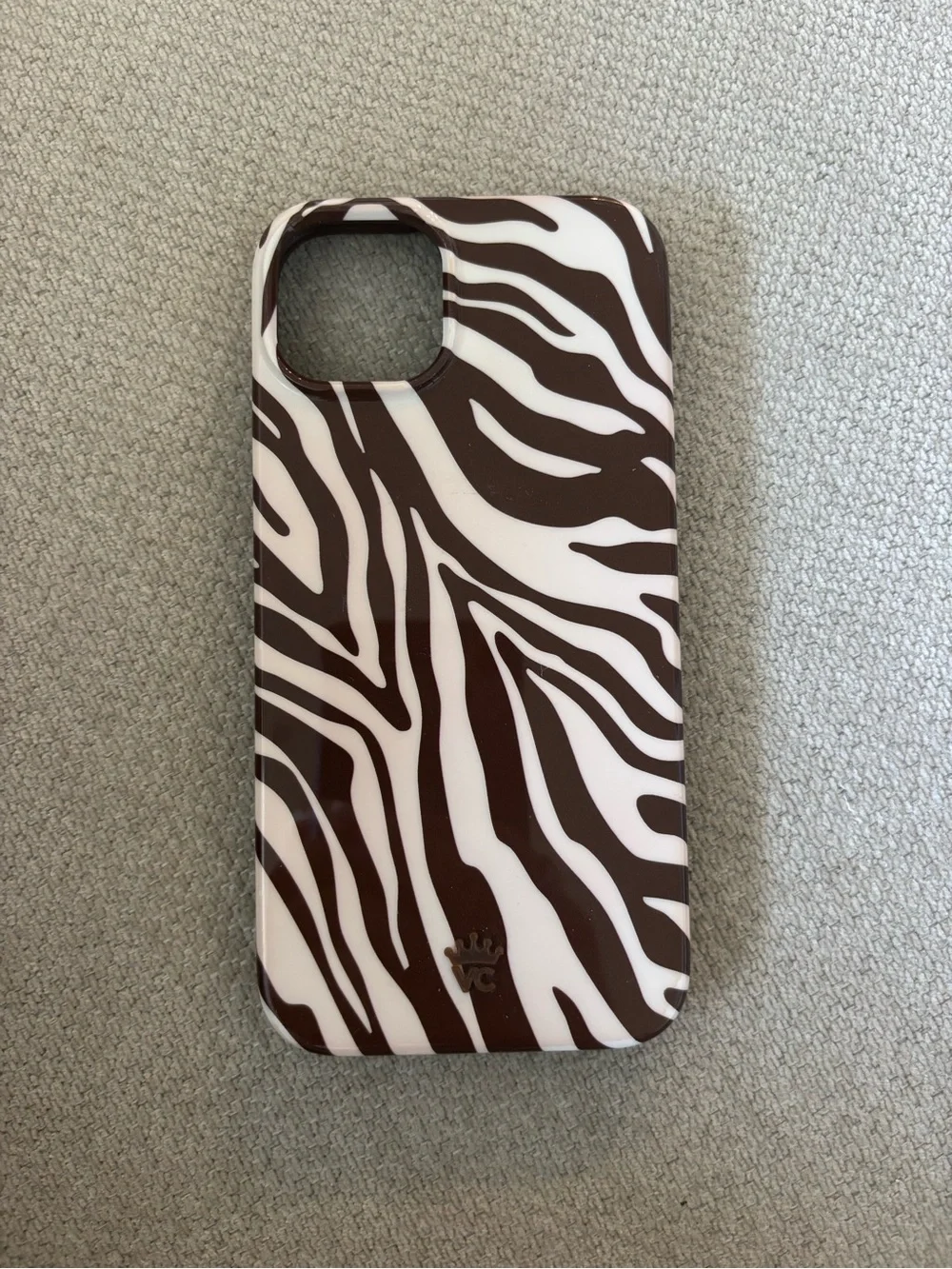 Stylish Brown Zebra Print Phone Case with magnet wallet iPhone 15 Plus